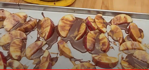 Chocolate Caramel Freeze Dried Apple Slices