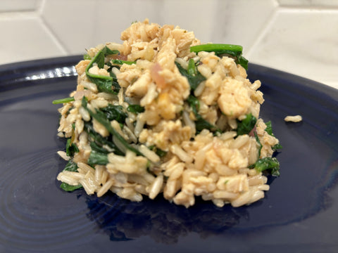 Skillet Chicken with Spinach, Mushrooms, and Rice